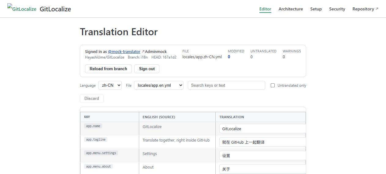 Translation editor